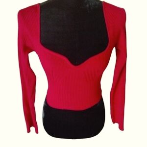 Madden Girl 	red crop‎ top xs ribbed knitted top